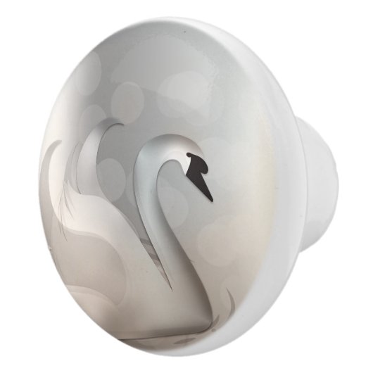 Prachtige Zwaan White en Silver Elegant Custom Chi Keramische Knop (Rechts)