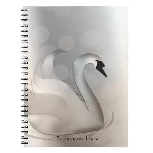 Prachtige Zwaan White en Silver Elegant Custom Chi Notitieboek (Voorkant)