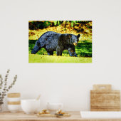 Prachtige zwarte Beer Wildlife Waterverf schilderi Poster (Keuken)