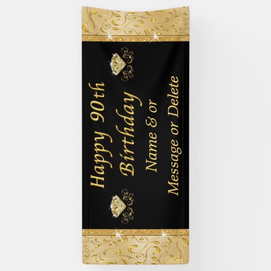 Prachtige zwarte en gouden 70e verjaardag banner (Verticaal)