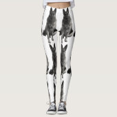Prachtige zwarte en witte herder leggings (Voorkant)