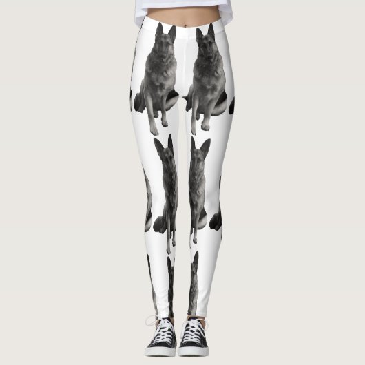 Prachtige zwarte en witte herder leggings (Voorkant)
