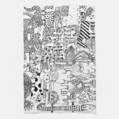 Prachtige Zwarte en Witte Kunst van Wilde Dieren Theedoek (Verticaal)