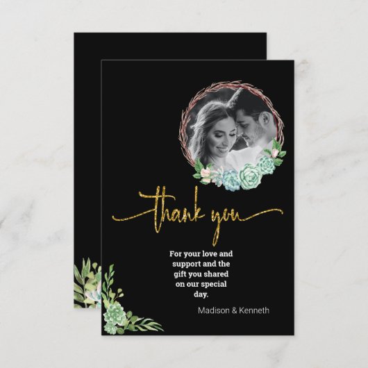 Prachtige zwarte eucalyptus Fab DANK U Foto Save The Date (Voorkant / Achterkant)