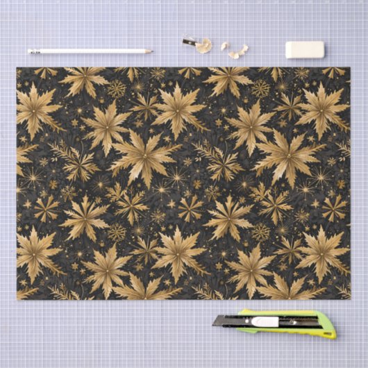 Prachtige zwarte gouden sneeuwvlokken kerst tissuepapier (Craft)