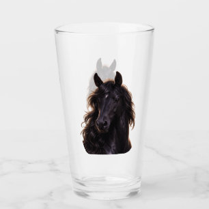 Prachtige zwarte hengst glas