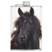 Prachtige zwarte hengst heupfles (Voorkant)