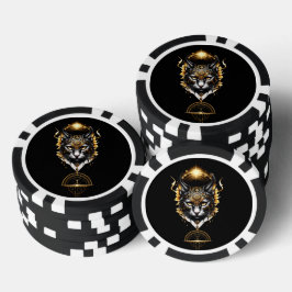 Prachtige zwarte kat. poker chips