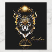 Prachtige zwarte kat. wijn etiket (Enkel label)