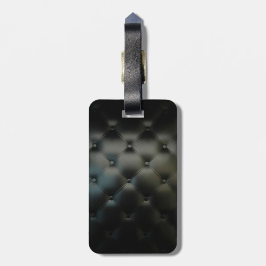 Prachtige zwarte lederen textuur bagagelabel (Achterkant verticaal)