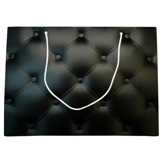 Prachtige zwarte lederen textuur large cadeautasje (Voorkant)