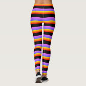 Prachtige zwarte Oranje Violet Stripes Leggings (Achterkant)