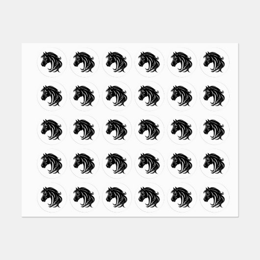 Prachtige zwarte paardenhoofd labels (Vel)