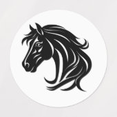 Prachtige zwarte paardenhoofd labels (Design 2)