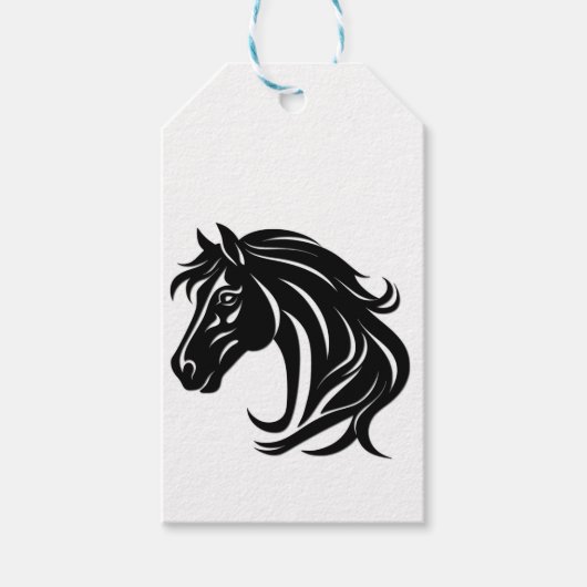 Prachtige Zwarte Paardenkop   Cadeaulabel (Voorkant)
