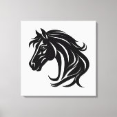 Prachtige Zwarte Paardenkop Canvas Afdruk (Voorkant)