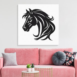 Prachtige Zwarte Paardenkop Canvas Afdruk
