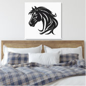 Prachtige Zwarte Paardenkop Canvas Afdruk (Insitu (Slaapkamer))
