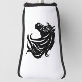 Prachtige Zwarte Paardenkop   Golfheadcover (Draai 90)