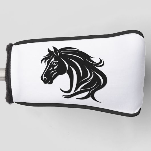 Prachtige Zwarte Paardenkop   Golfheadcover (Voorkant)