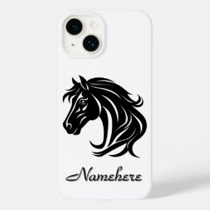 Prachtige Zwarte Paardenkop met Naam   Case-Mate iPhone 14 Hoesje