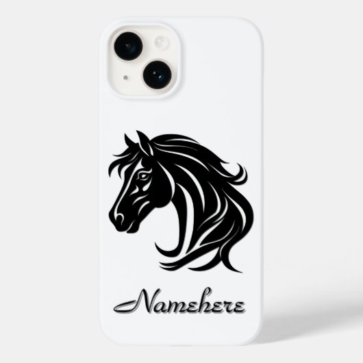 Prachtige Zwarte Paardenkop met Naam Case-Mate iPhone Case (Achterkant)