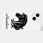 Prachtige Zwarte Paardenkop met Naam Case-Mate iPhone Case (Achterkant (horizontaal))