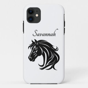 Prachtige Zwarte Paardenkop met Naam Case-Mate iPhone Case