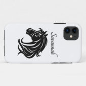 Prachtige Zwarte Paardenkop met Naam Case-Mate iPhone Case (Achterkant (horizontaal))