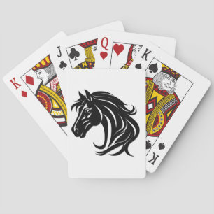 Prachtige Zwarte Paardenkop   Pokerkaarten