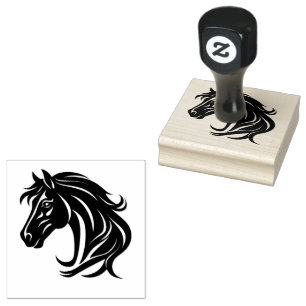 Prachtige Zwarte Paardenkop Rubberstempel