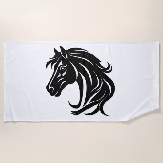 Prachtige Zwarte Paardenkop Strandlaken (Voorkant)