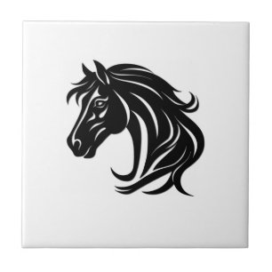 Prachtige Zwarte Paardenkop Tegeltje