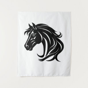 Prachtige Zwarte Paardenkop Wandkleed
