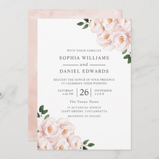 Prachtige zwarte roze ellegant Winter Spring Weddi Kaart (Voorkant / Achterkant)