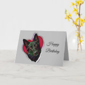 Prachtige zwarte schapenpoester kaart (Gele Bloem)