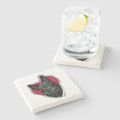 Prachtige zwarte schapenpoester stenen onderzetter (Zijkant)