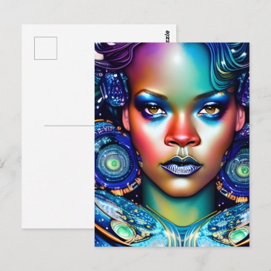 Prachtige zwarte vrouw briefkaart (Voorkant / Achterkant)