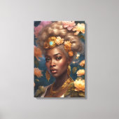 Prachtige zwarte vrouw in een bloementuin canvas afdruk (Voorkant)