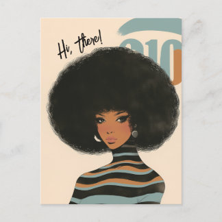 Prachtige zwarte vrouw met een Afro-Briefkaart Briefkaart