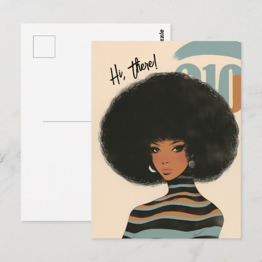 Prachtige zwarte vrouw met een Afro-Briefkaart Briefkaart (Voorkant / Achterkant)