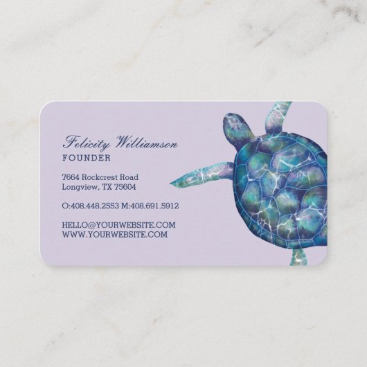 Prachtige zwemmende oceaan Zee schildpad illustrat Visitekaartje (Achterkant)