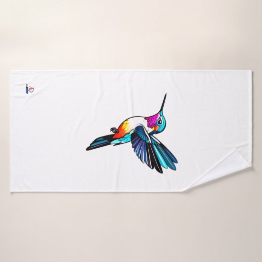 Prächtiger Kolibri - Farbige Illustration Bad Handdoek (Badhanddoek)