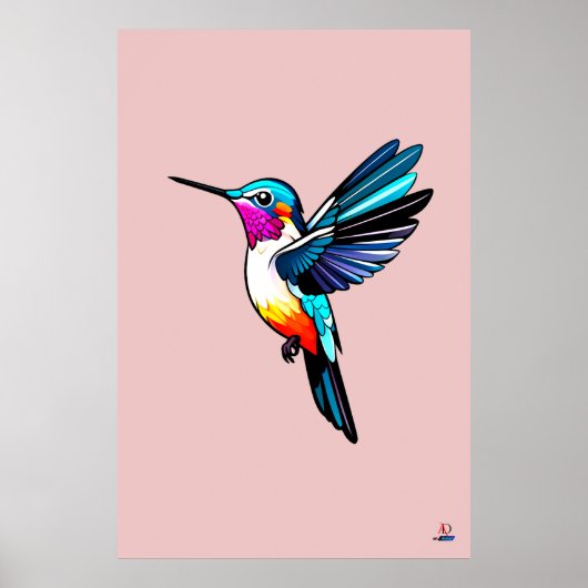 Prächtiger Kolibri - Farbige Illustration Poster (Voorkant)