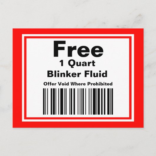 Practical Joke Blinker Fluid Coupon Briefkaart (Voorkant)
