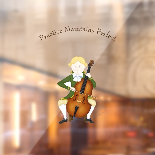 "Practice Maintains Perfect" Cello Player Haydn Raamsticker (Vel 2)