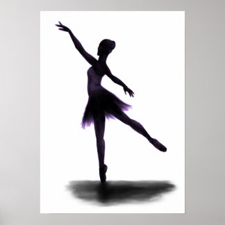 "Practice Makes Perfect" ballerina poster - paars