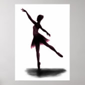 "Practice Makes Perfect" ballerina poster - roze (Voorkant)