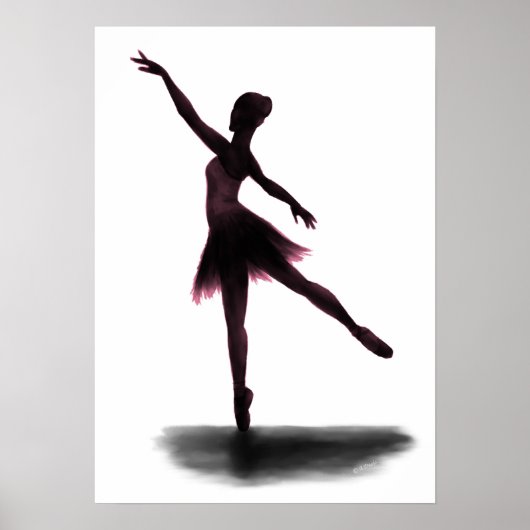 "Practice Makes Perfect" ballerina poster - roze (Voorkant)