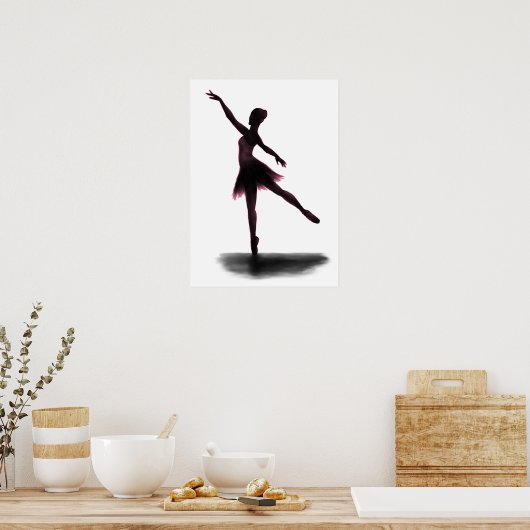 "Practice Makes Perfect" ballerina poster - roze (Keuken)